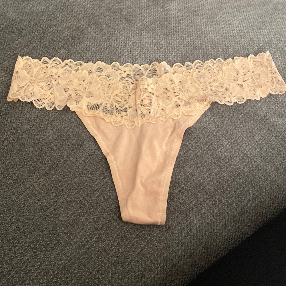 Victoria’s Secret tan lace thong panty